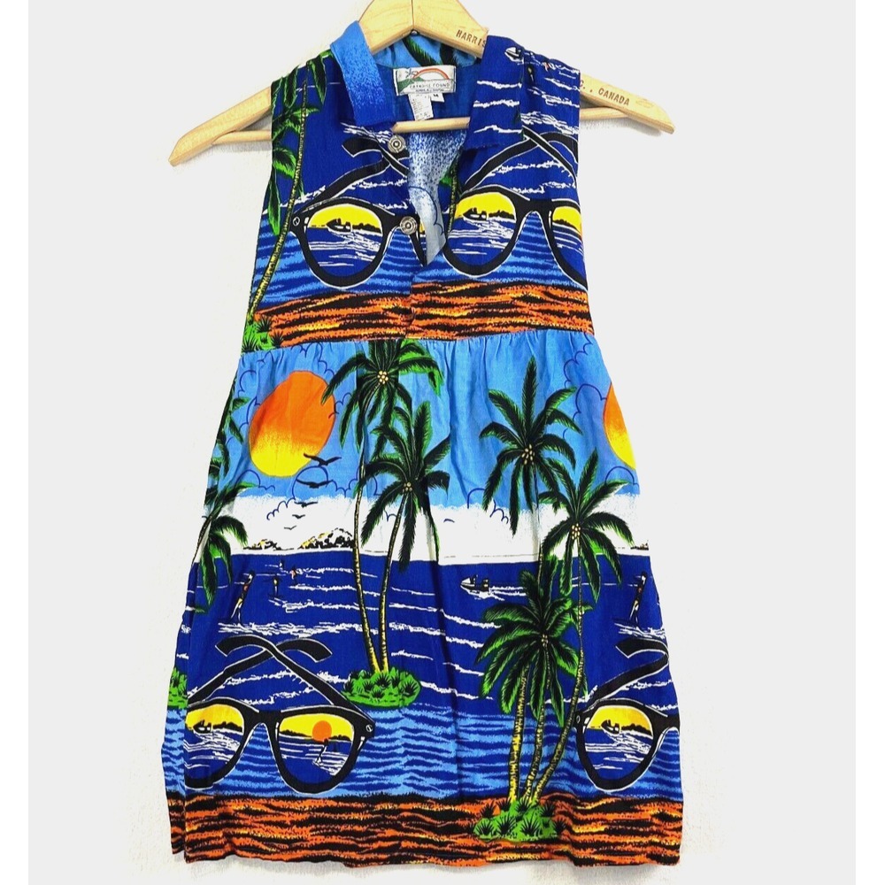 VINTAGE Paradise‎ Found Womens S Hawaiian Sleeveless Tunic Tropical Print USA